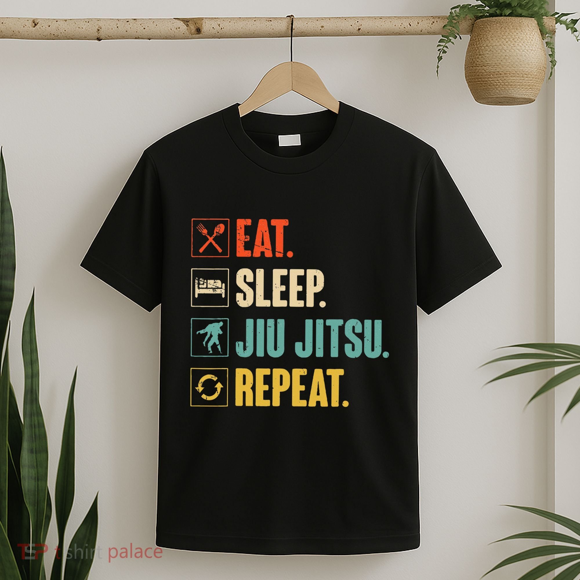Eat Sleep Jiujitsu Repeat Funny Jiujitsu Martial Art Combat T-Shirt