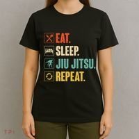 Eat Sleep Jiujitsu Repeat Funny Jiujitsu Martial Art Combat T-Shirt thumb 4