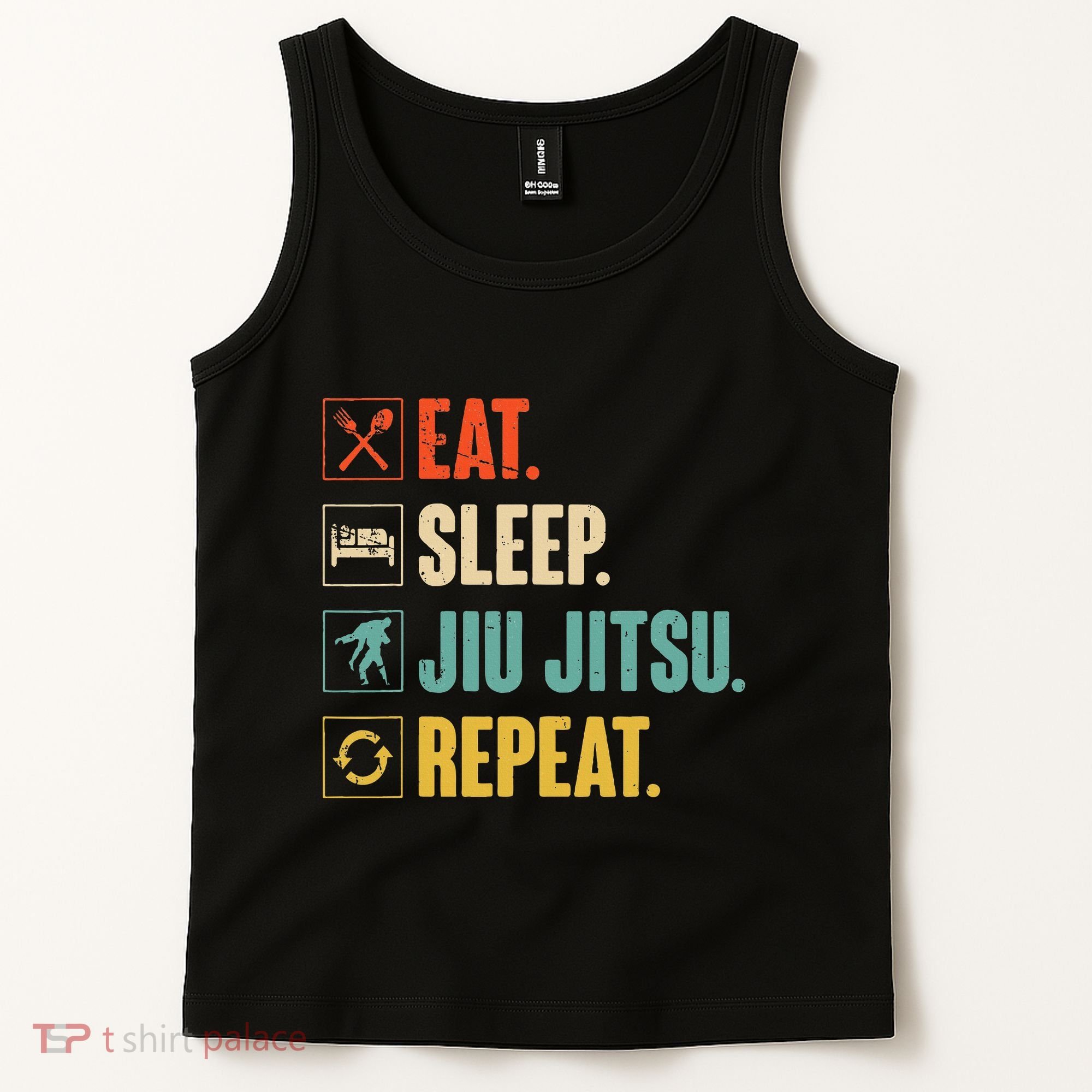 Eat Sleep Jiujitsu Repeat Funny Jiujitsu Martial Art Combat Tank Top