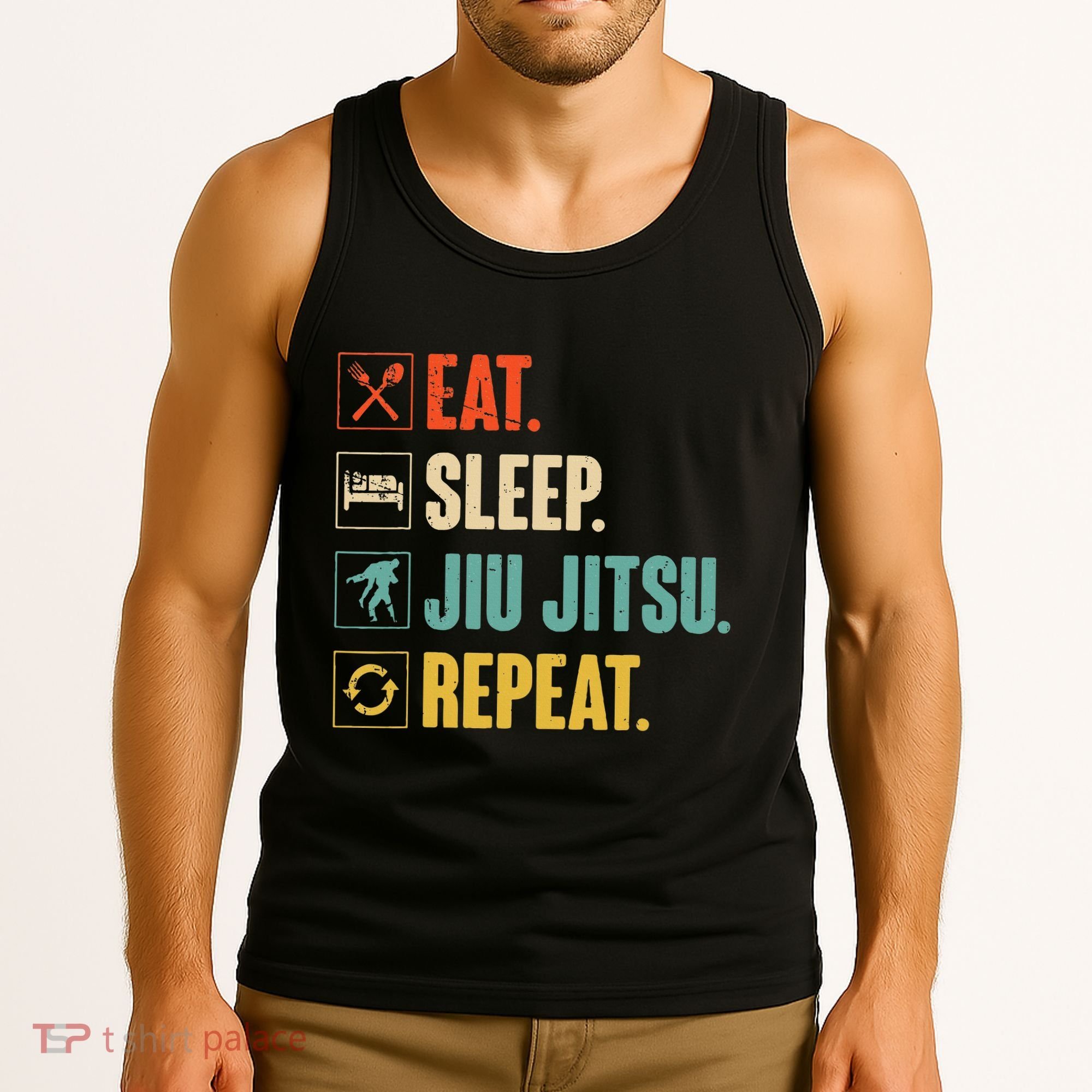 Eat Sleep Jiujitsu Repeat Funny Jiujitsu Martial Art Combat Tank Top