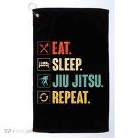 Eat Sleep Jiujitsu Repeat Funny Jiujitsu Martial Art Combat Golf Towel thumb 0