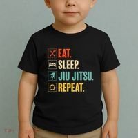 Eat Sleep Jiujitsu Repeat Funny Jiujitsu Martial Art Combat Toddler T-Shirt thumb 2