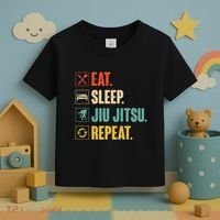 Eat Sleep Jiujitsu Repeat Funny Jiujitsu Martial Art Combat Toddler T-Shirt thumb 3