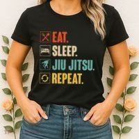 Eat Sleep Jiujitsu Repeat Funny Jiujitsu Martial Art Combat Women's T-Shirt thumb 2