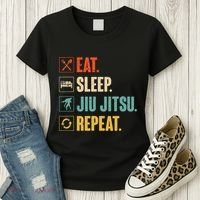 Eat Sleep Jiujitsu Repeat Funny Jiujitsu Martial Art Combat Women's T-Shirt thumb 3