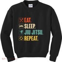 Eat Sleep Jiujitsu Repeat Funny Jiujitsu Martial Art Combat Kids Sweatshirt thumb 0
