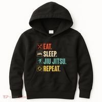 Eat Sleep Jiujitsu Repeat Funny Jiujitsu Martial Art Combat Kids Hoodie thumb 0