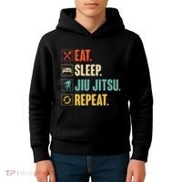 Eat Sleep Jiujitsu Repeat Funny Jiujitsu Martial Art Combat Kids Hoodie thumb 4