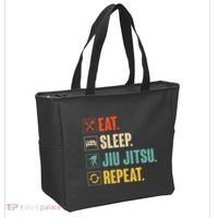 Eat Sleep Jiujitsu Repeat Funny Jiujitsu Martial Art Combat Tote Bag thumb 2