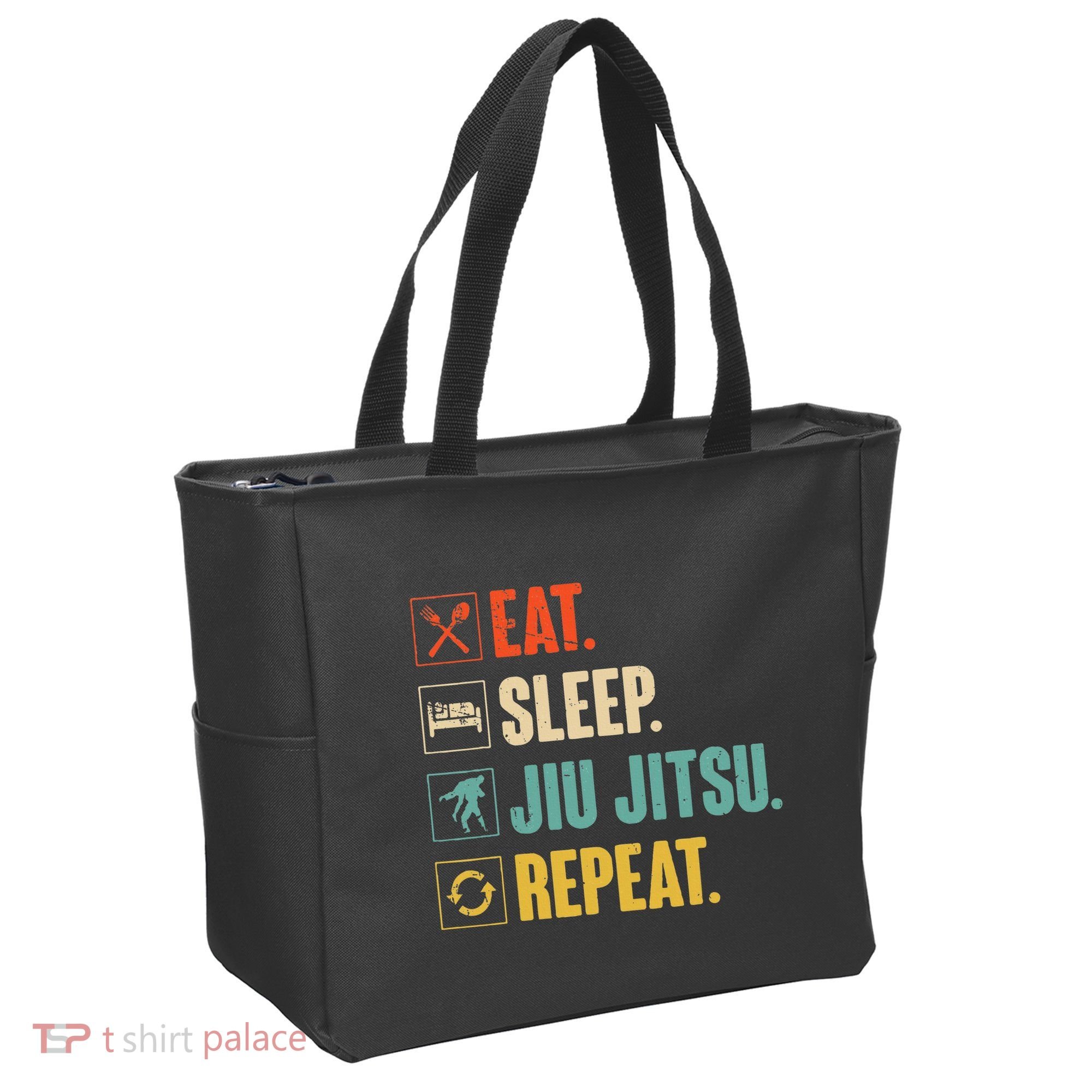 Eat Sleep Jiujitsu Repeat Funny Jiujitsu Martial Art Combat Tote Bag