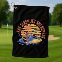 Eat Sleep Jet Ski Repeat Gift Golf Towel thumb 1