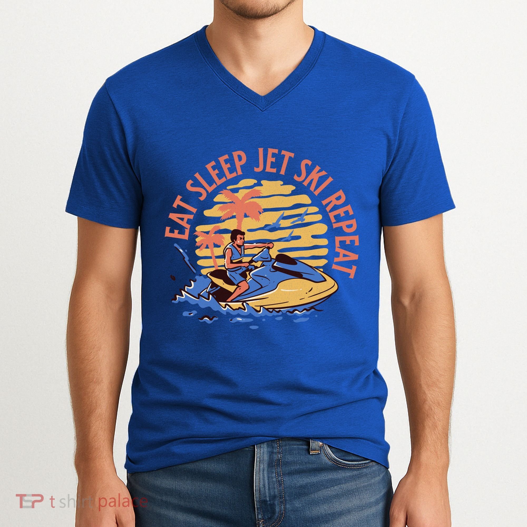 Eat Sleep Jet Ski Repeat Gift V-Neck T-Shirt