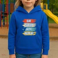 Eat Sleep Kite Repeat Gift Kids Hoodie thumb 3