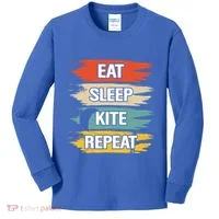 Eat Sleep Kite Repeat Gift Kids Long Sleeve Shirt thumb 0