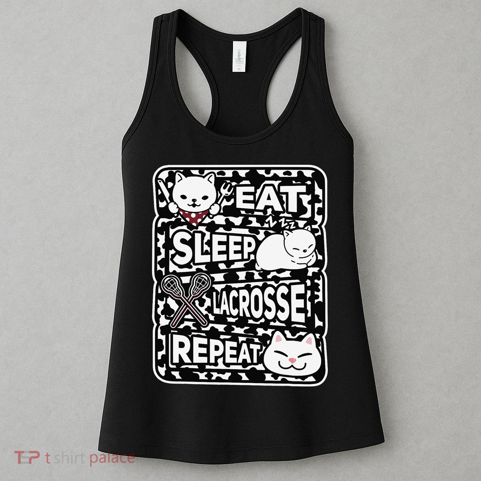 Eat Sleep Lacrosse Repeat Girl Lacrosse Lover Outfit Women's Tank Top