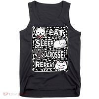 Eat Sleep Lacrosse Repeat Girl Lacrosse Lover Outfit Tank Top thumb 0