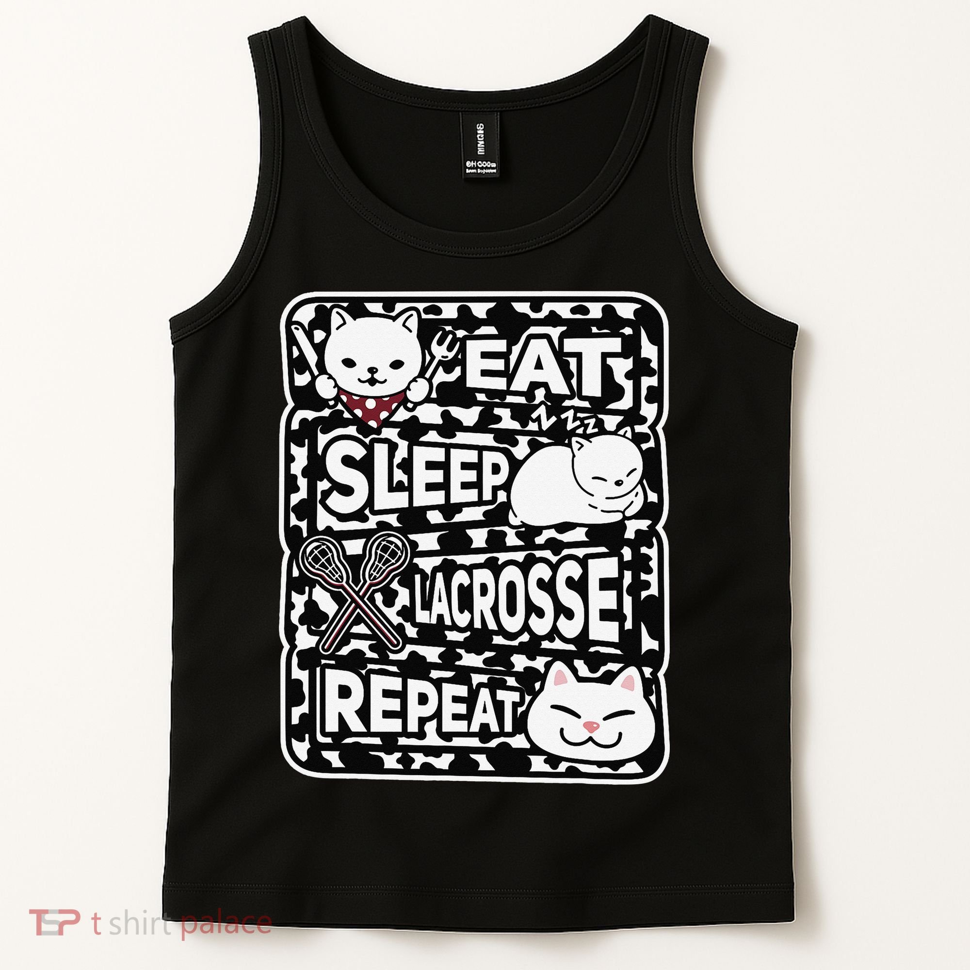 Eat Sleep Lacrosse Repeat Girl Lacrosse Lover Outfit Tank Top