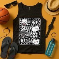 Eat Sleep Lacrosse Repeat Girl Lacrosse Lover Outfit Tank Top thumb 4