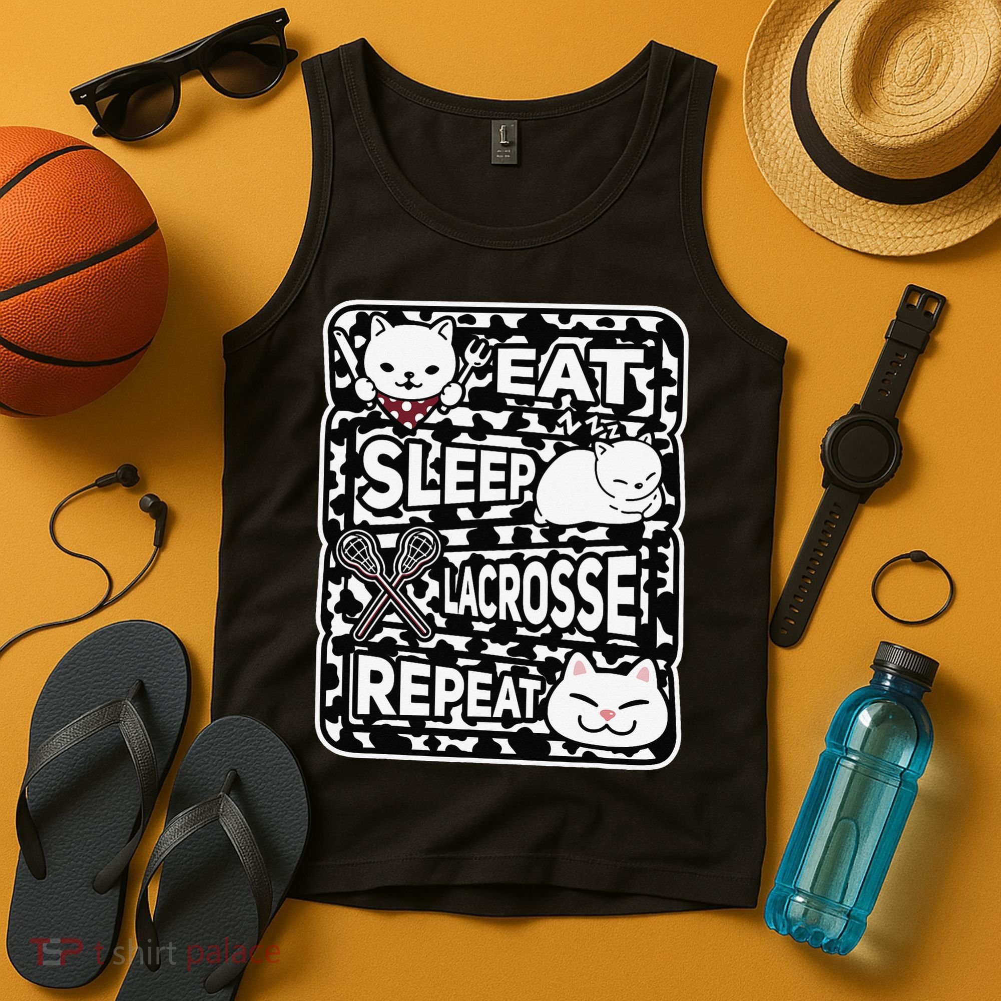 Eat Sleep Lacrosse Repeat Girl Lacrosse Lover Outfit Tank Top