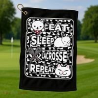 Eat Sleep Lacrosse Repeat Girl Lacrosse Lover Outfit Golf Towel thumb 1