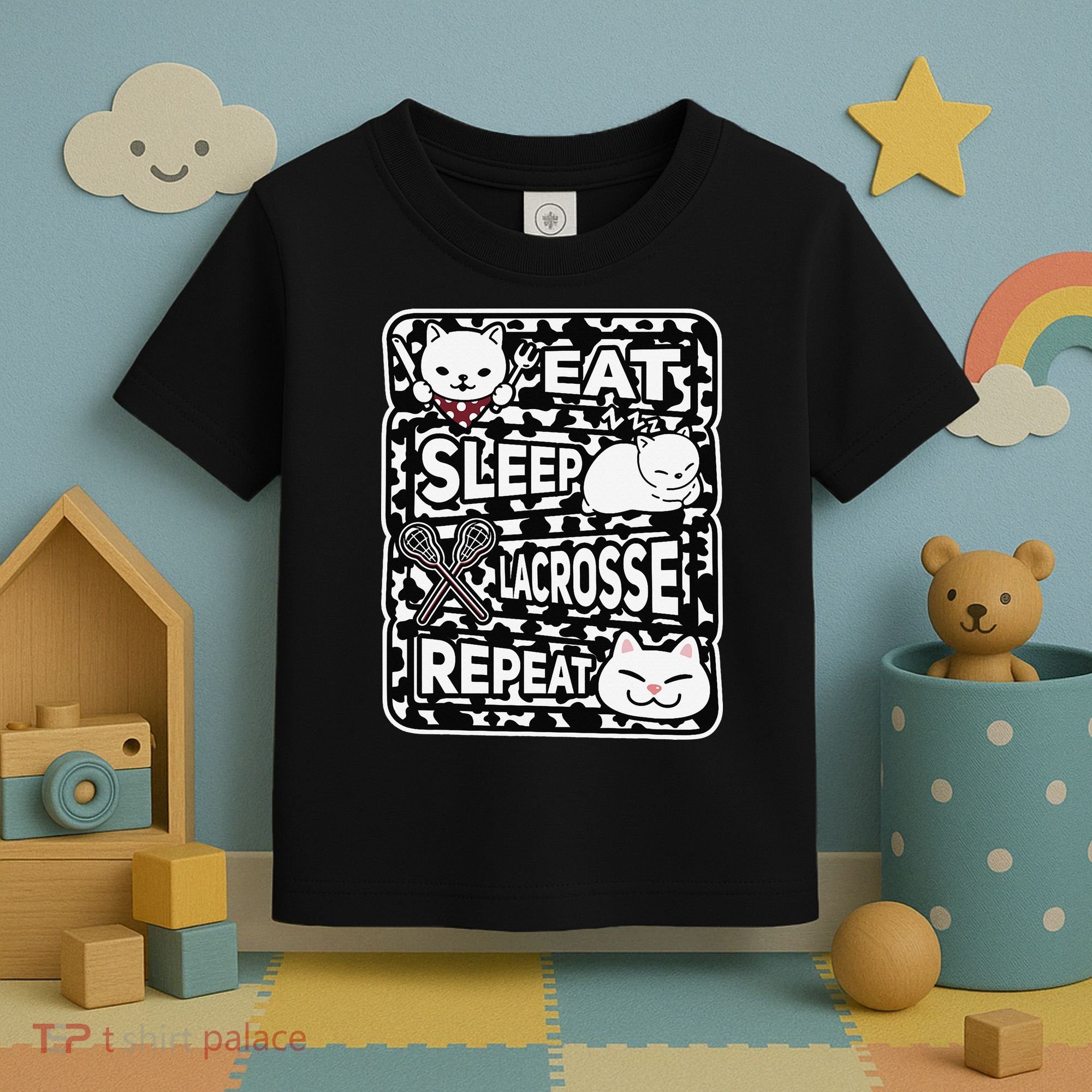 Eat Sleep Lacrosse Repeat Girl Lacrosse Lover Outfit Toddler T-Shirt