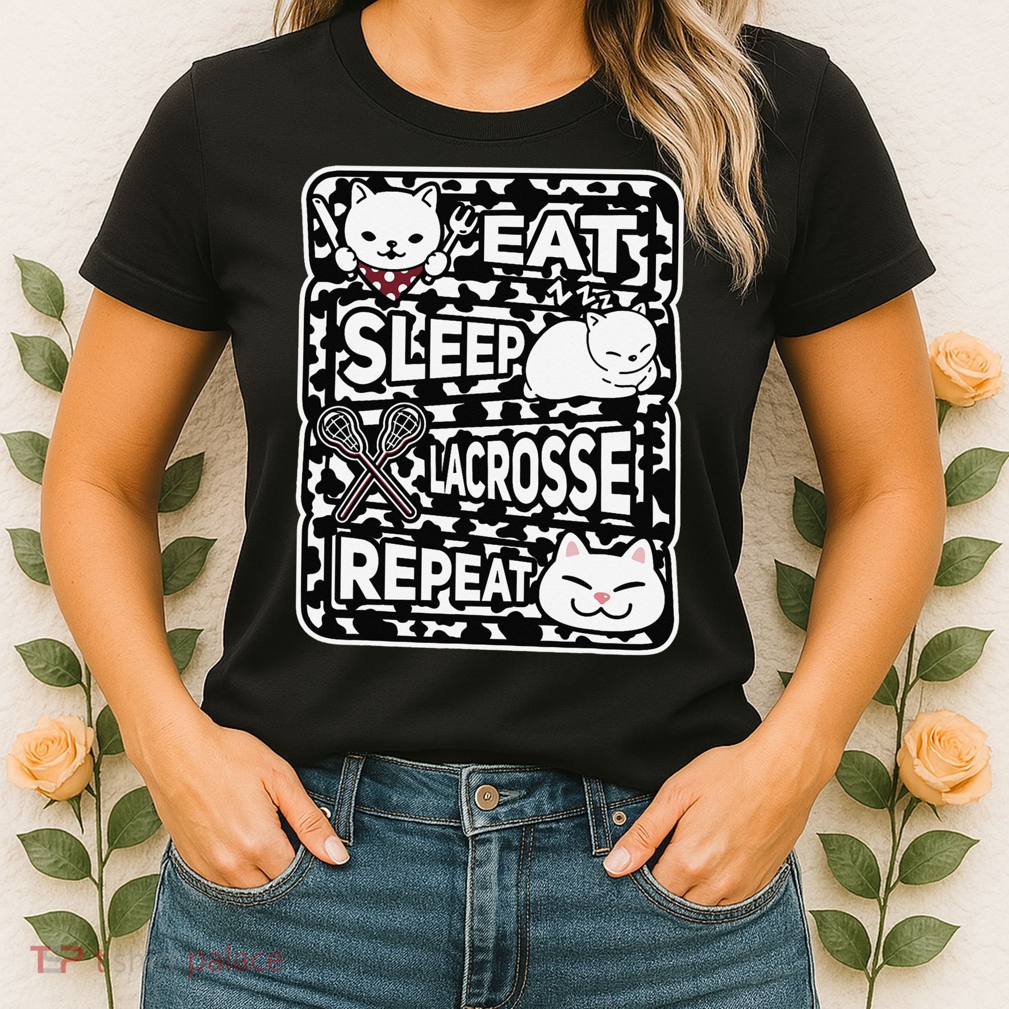 Eat Sleep Lacrosse Repeat Girl Lacrosse Lover Outfit Women's T-Shirt