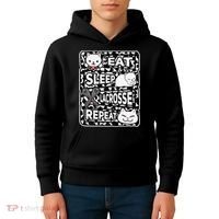 Eat Sleep Lacrosse Repeat Girl Lacrosse Lover Outfit Kids Hoodie thumb 4