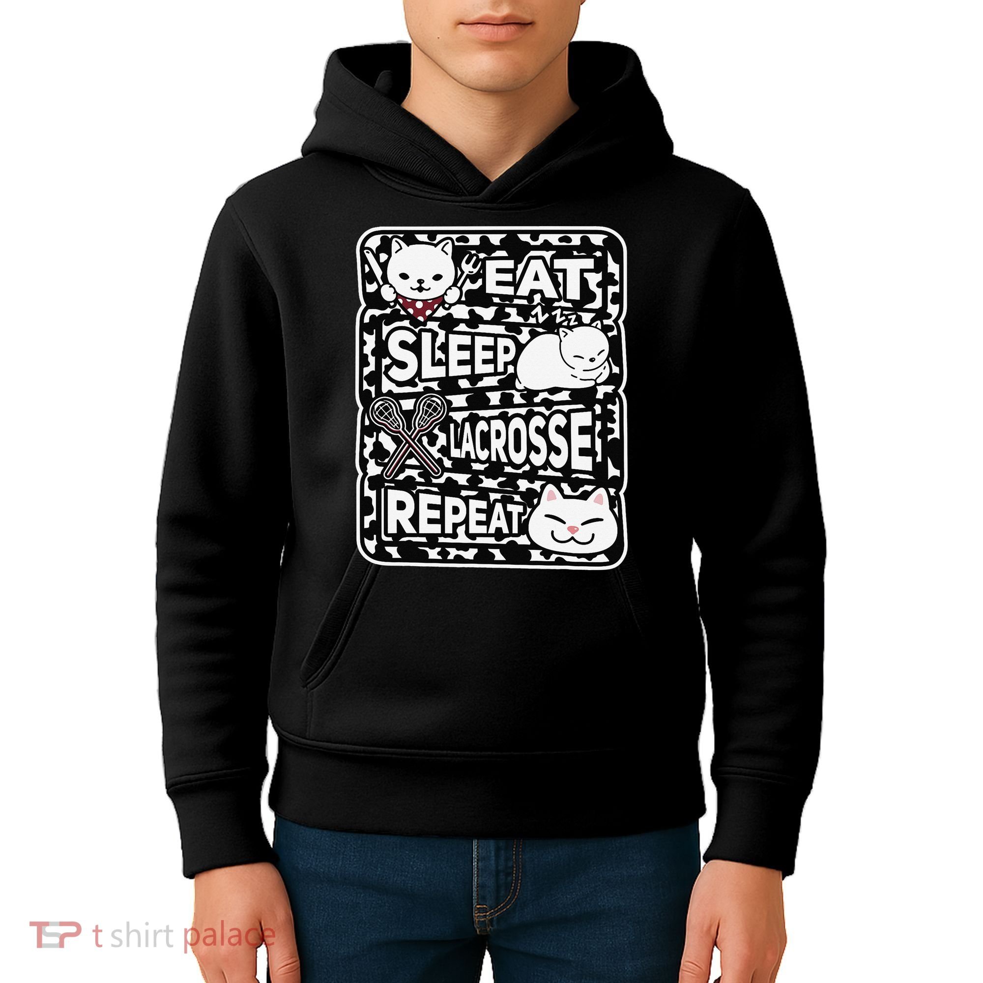 Eat Sleep Lacrosse Repeat Girl Lacrosse Lover Outfit Kids Hoodie