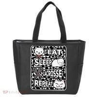 Eat Sleep Lacrosse Repeat Girl Lacrosse Lover Outfit Tote Bag thumb 0