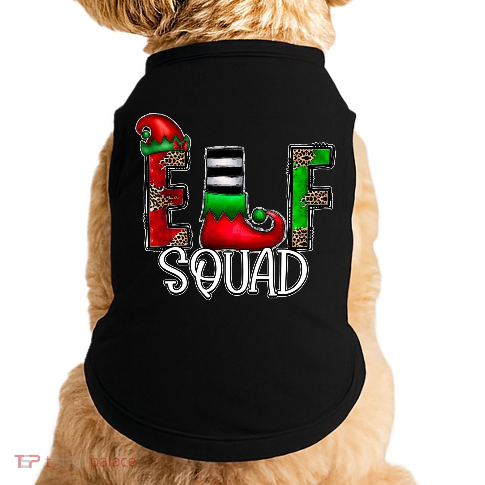 Elf Squad Leopard Christmas Family Holiday Group Xmas Pajama Doggie Tank