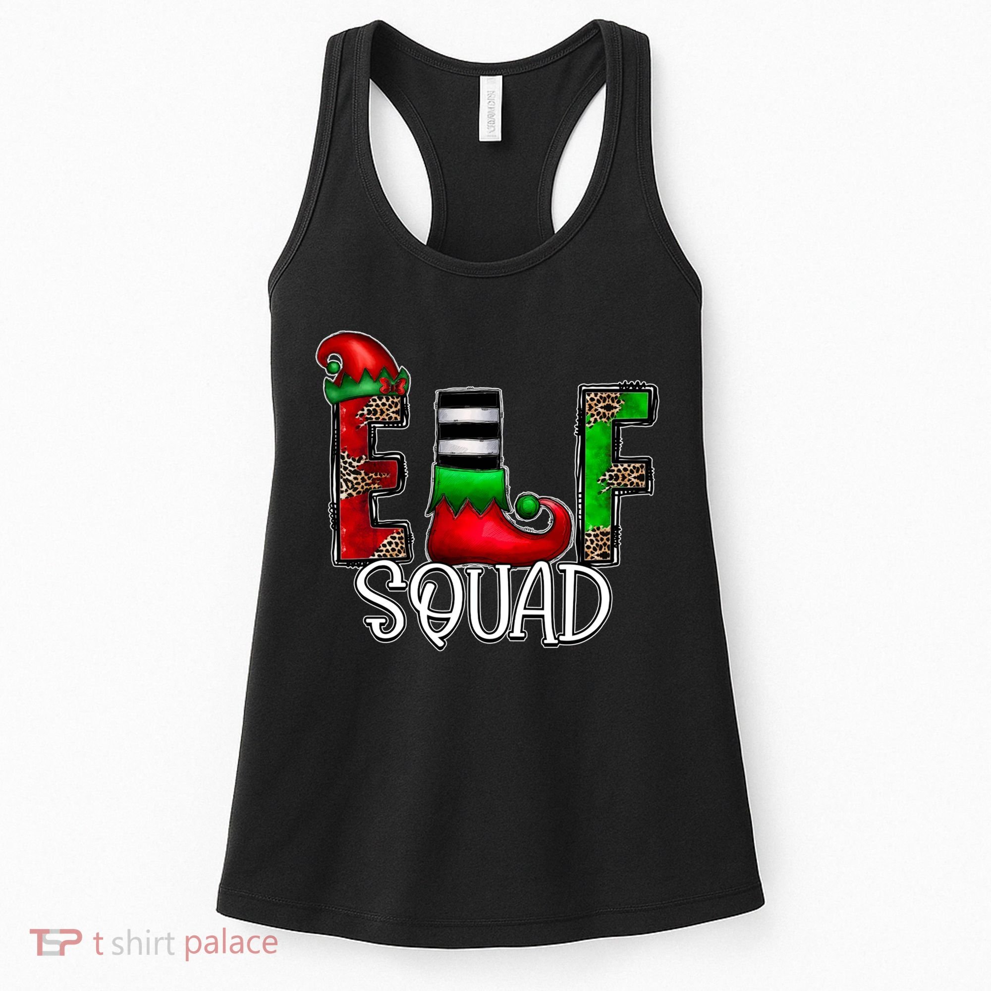 Elf Squad Leopard Christmas Family Holiday Group Xmas Pajama Women's Tank Top