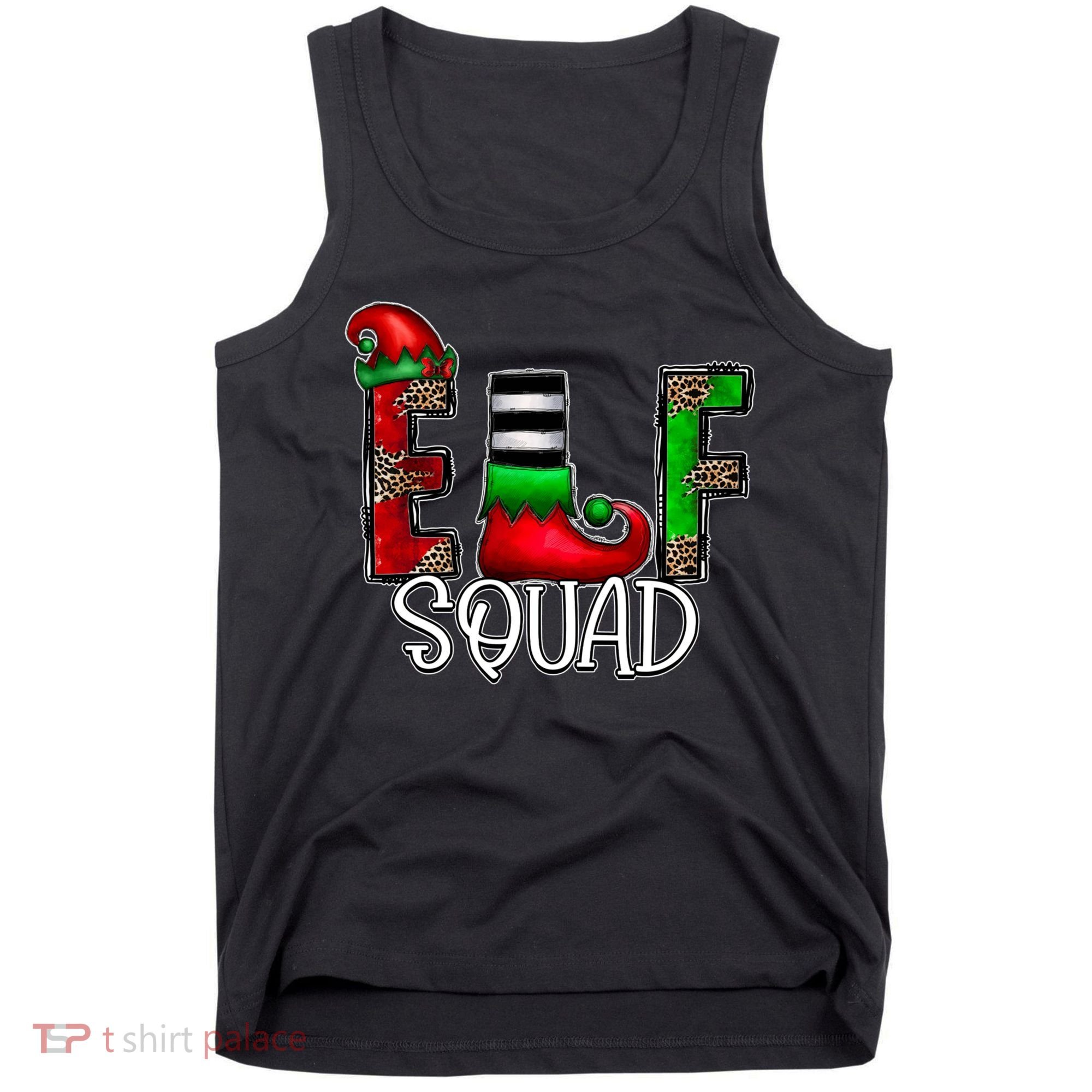 Elf Squad Leopard Christmas Family Holiday Group Xmas Pajama Tank Top