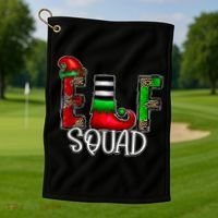 Elf Squad Leopard Christmas Family Holiday Group Xmas Pajama Golf Towel thumb 1