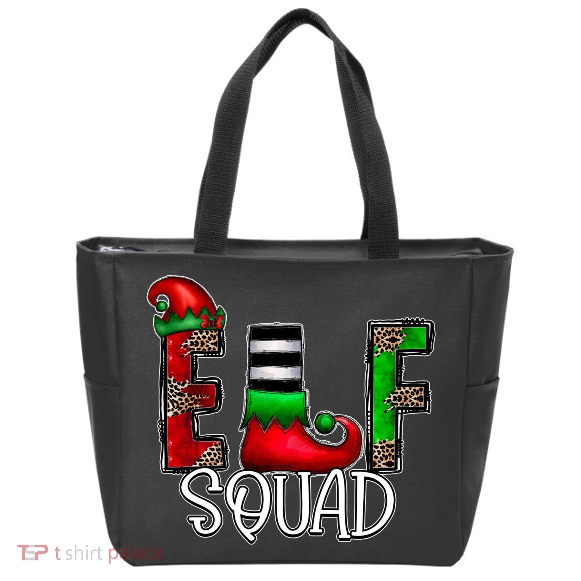 Elf Squad Leopard Christmas Family Holiday Group Xmas Pajama Tote Bag