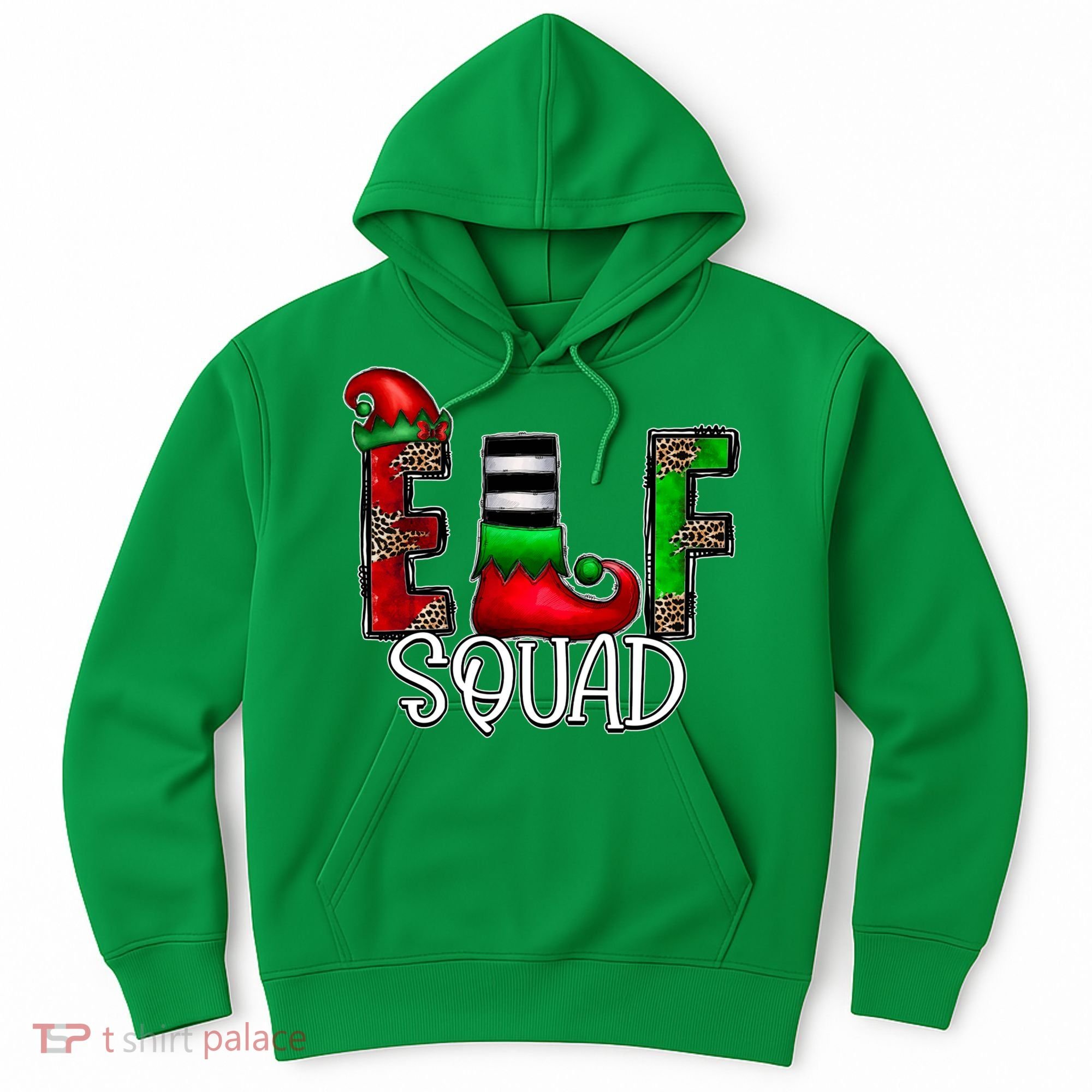 Elf Squad Leopard Christmas Family Holiday Group Xmas Pajama Hoodie