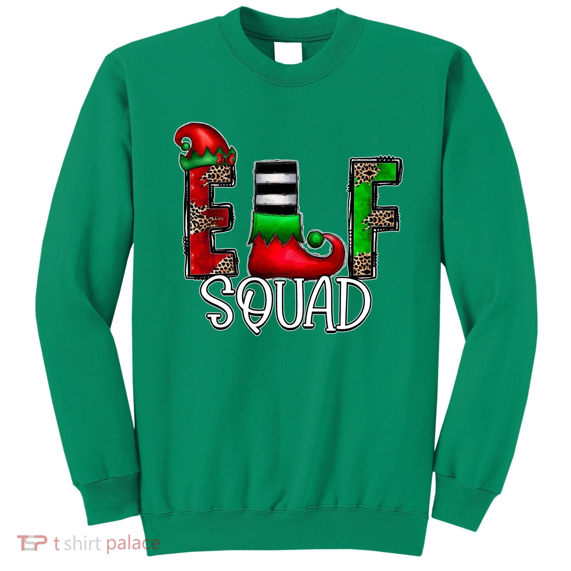 Elf Squad Leopard Christmas Family Holiday Group Xmas Pajama Sweatshirt