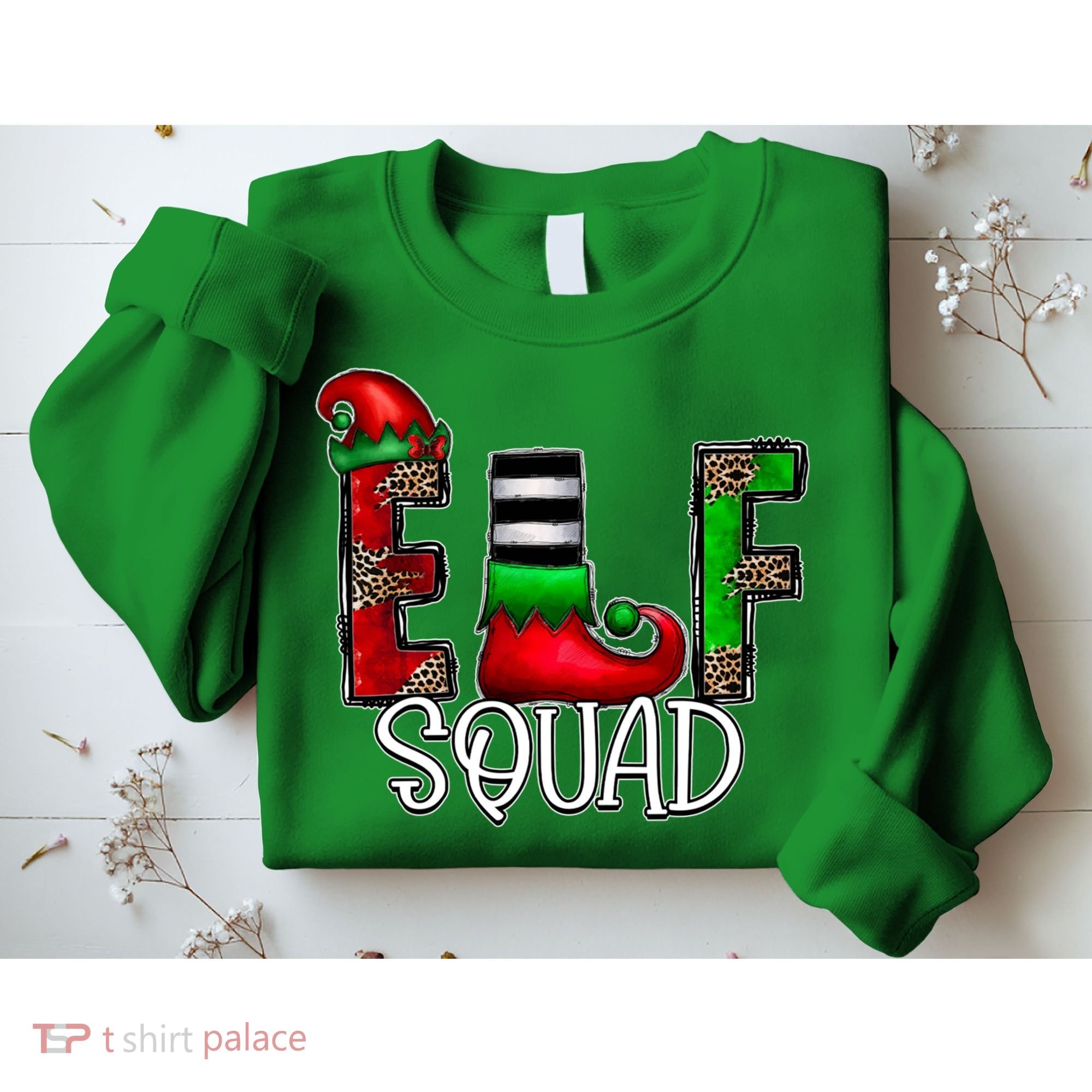 Elf Squad Leopard Christmas Family Holiday Group Xmas Pajama Sweatshirt