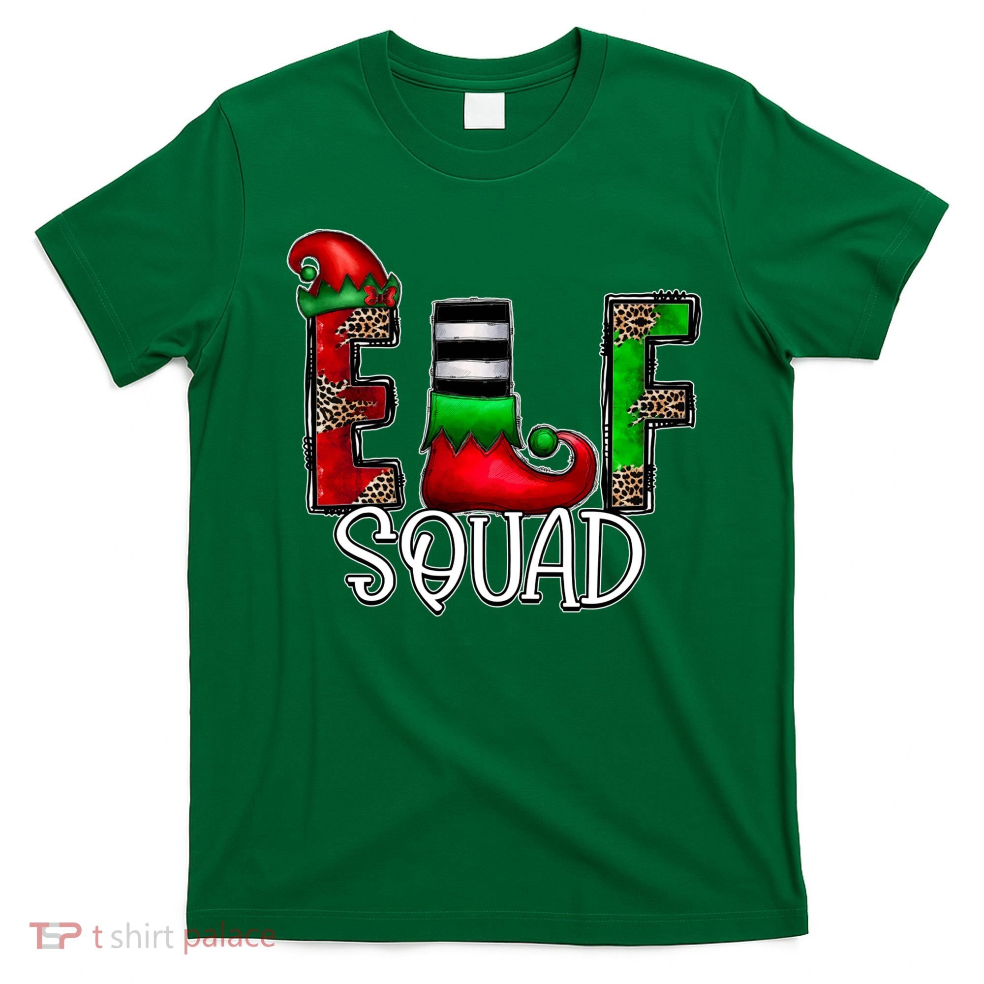 Elf Squad Leopard Christmas Family Holiday Group Xmas Pajama T-Shirt