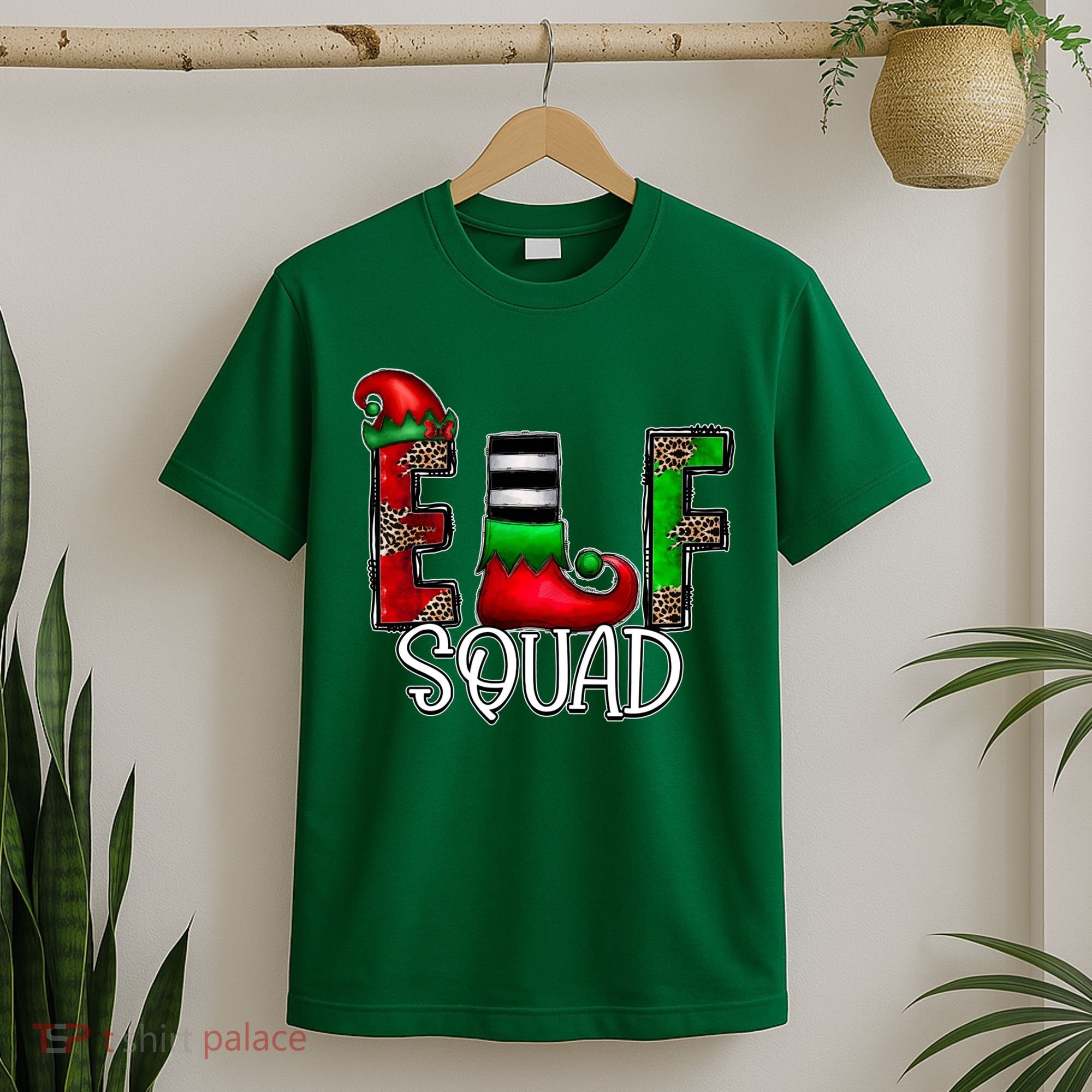 Elf Squad Leopard Christmas Family Holiday Group Xmas Pajama T-Shirt