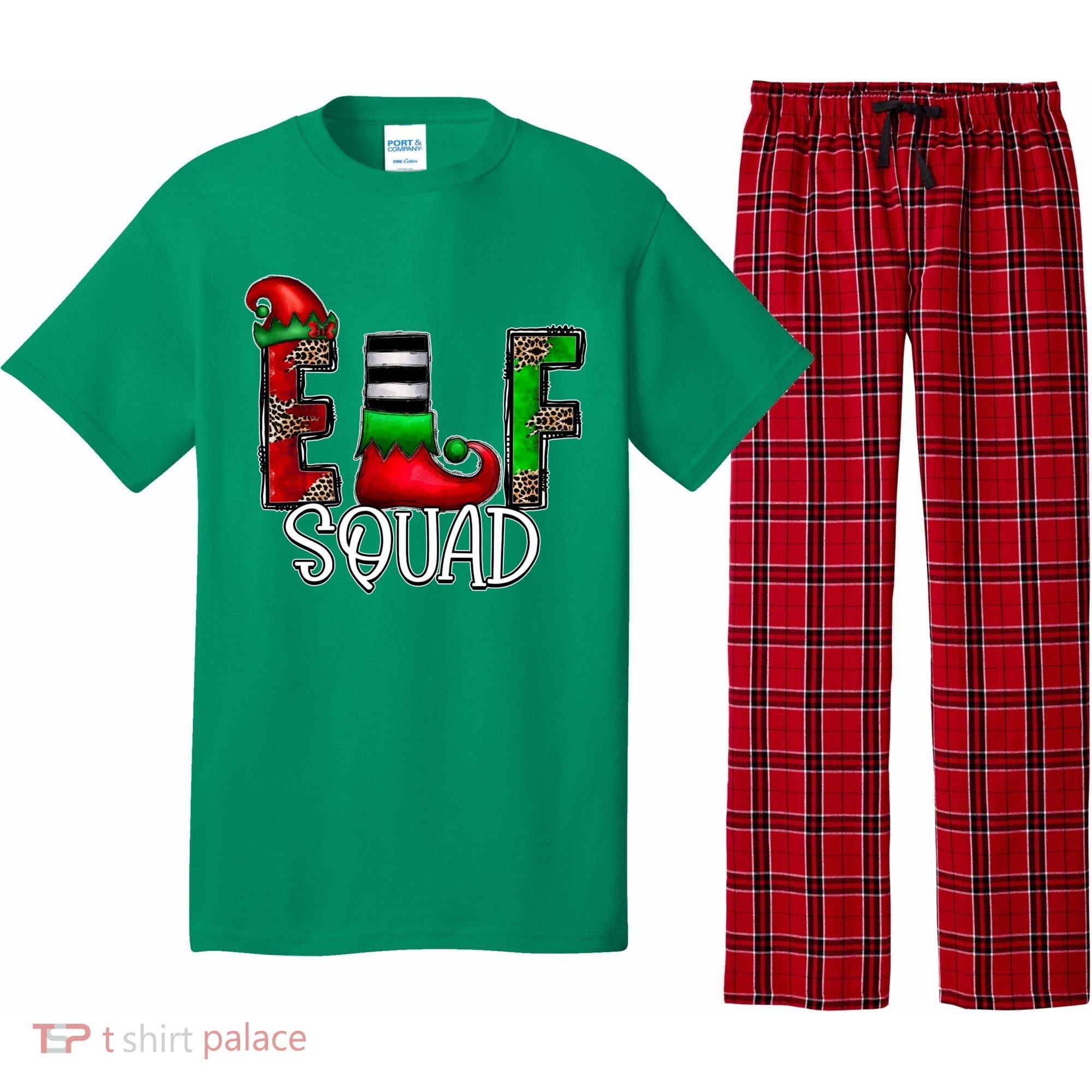 Elf Squad Leopard Christmas Family Holiday Group Xmas Pajama Pajama Set