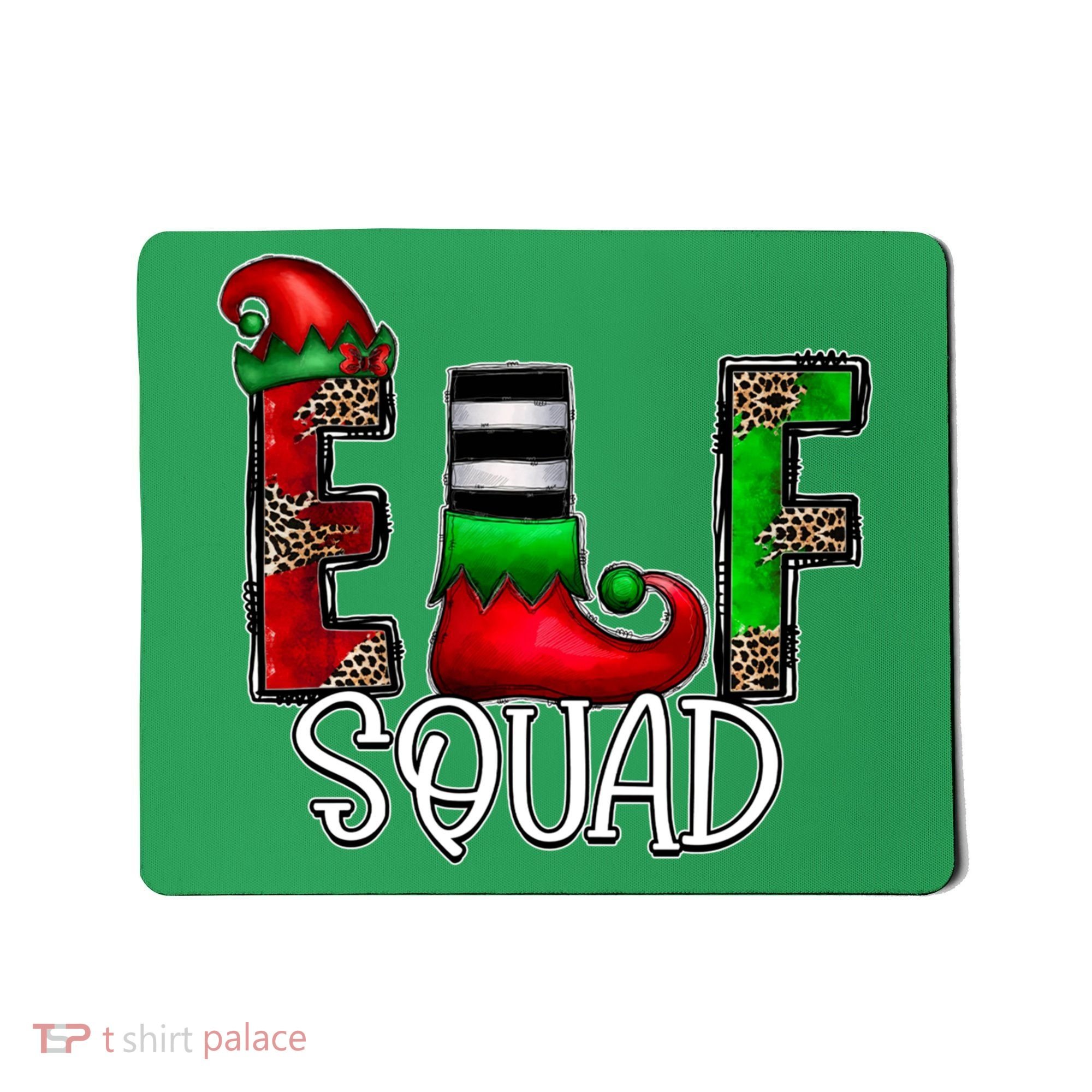 Elf Squad Leopard Christmas Family Holiday Group Xmas Pajama Mousepad