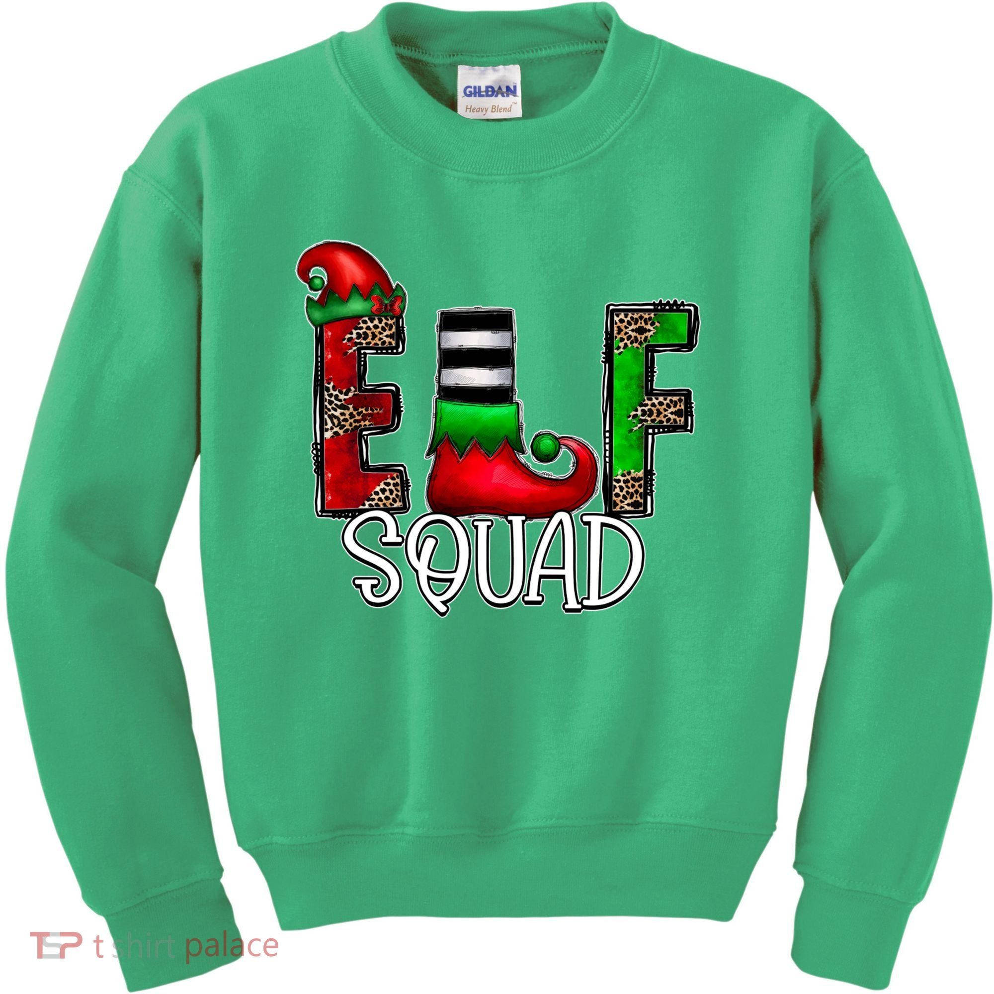 Elf Squad Leopard Christmas Family Holiday Group Xmas Pajama Kids Sweatshirt
