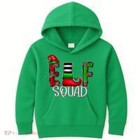Elf Squad Leopard Christmas Family Holiday Group Xmas Pajama Kids Hoodie thumb 0