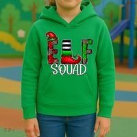 Elf Squad Leopard Christmas Family Holiday Group Xmas Pajama Kids Hoodie thumb 3