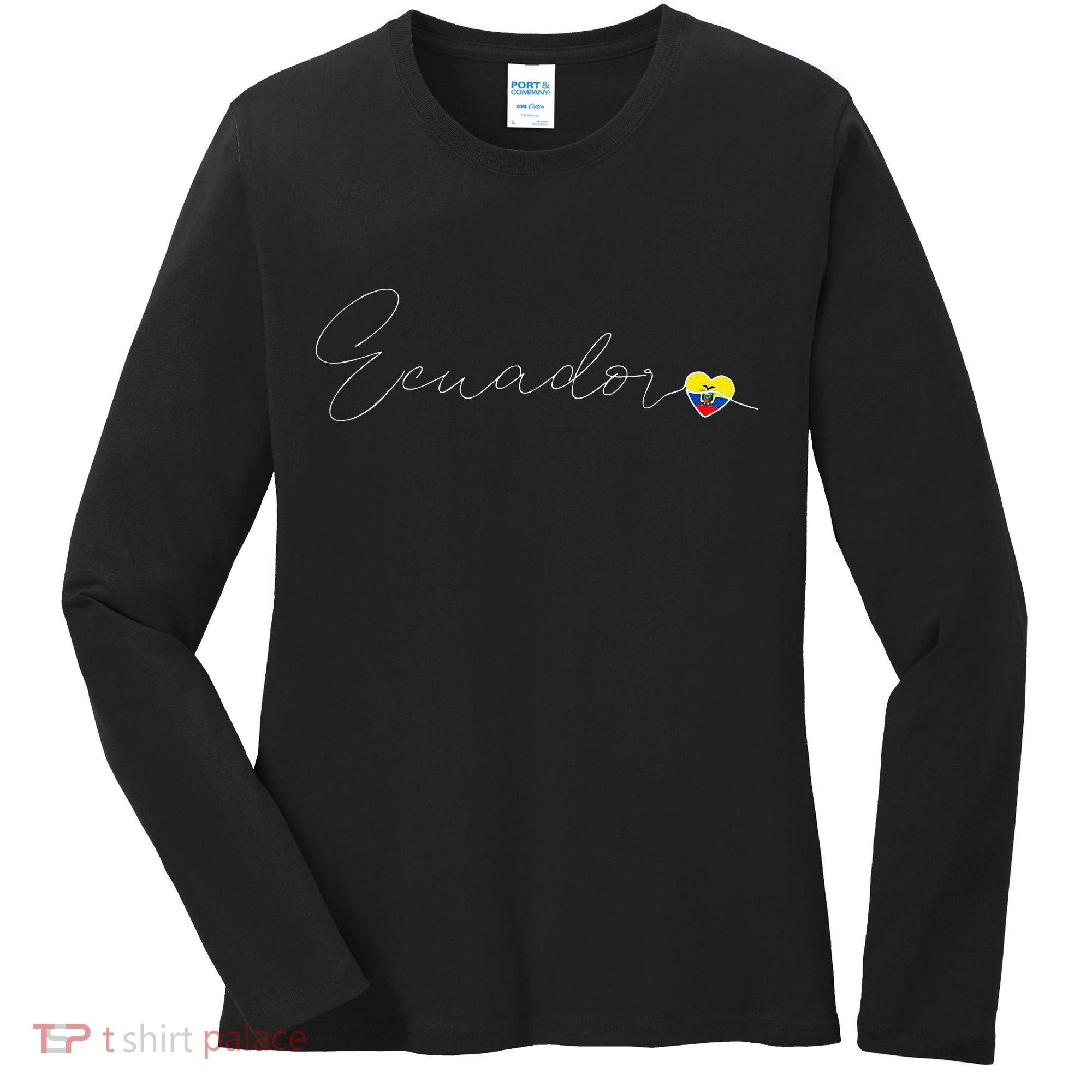 Ecuador Simple Love Ecuadorian Flag Heart On Ecuador Women's Long Sleeve Shirt