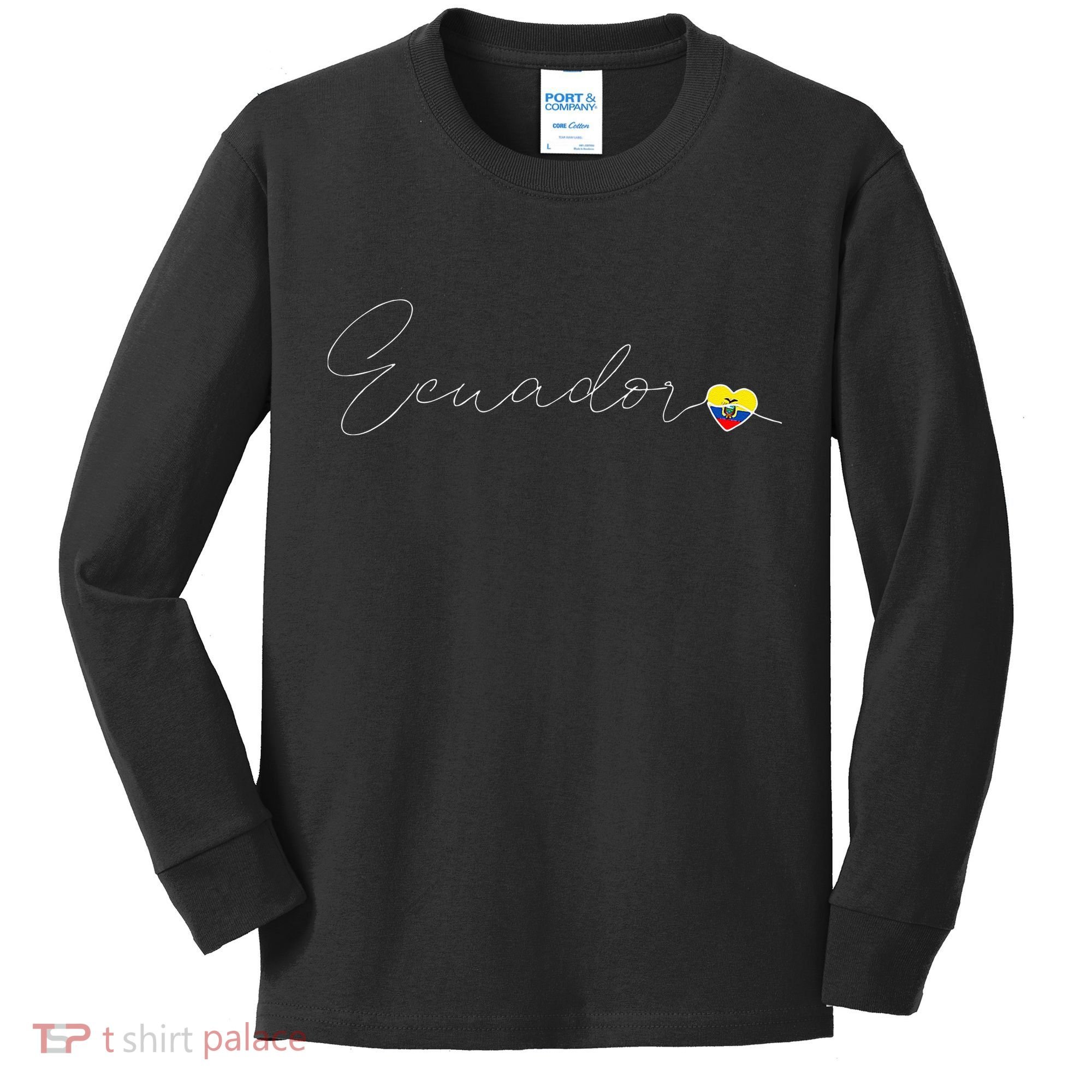 Ecuador Simple Love Ecuadorian Flag Heart On Ecuador Kids Long Sleeve Shirt