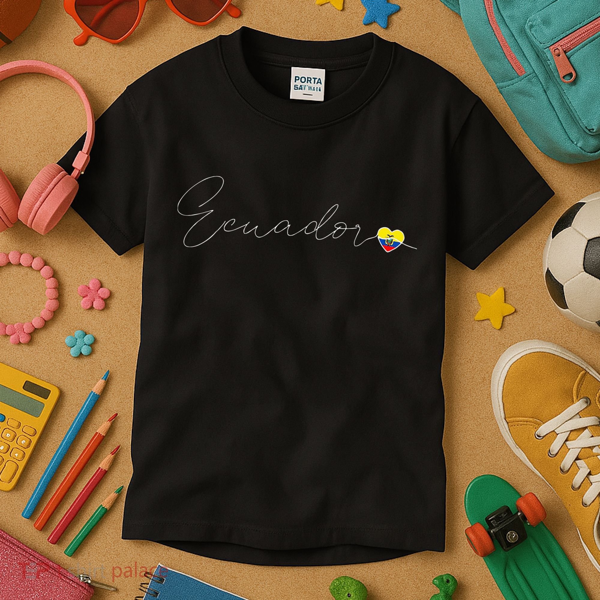 Ecuador Simple Love Ecuadorian Flag Heart On Ecuador Kids T-Shirt