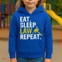 Eat Sleep Law Repeat School Lawyer Gift Kids Hoodie thumb 3