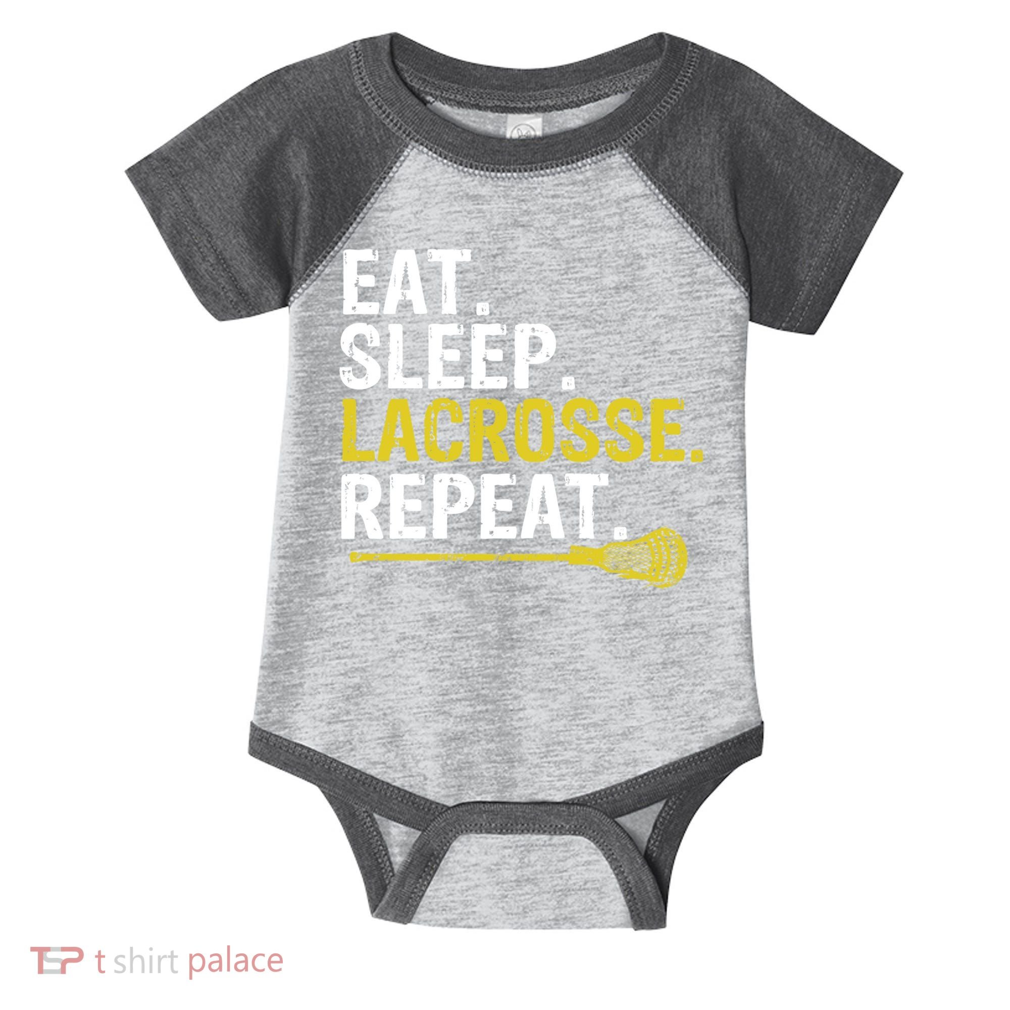 Eat Sleep Lacrosse Repeat Sports Team Game Gift Infant Baby Jersey Bodysuit