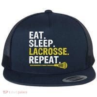 Eat Sleep Lacrosse Repeat Sports Team Game Gift Flat Bill Trucker Hat thumb 0